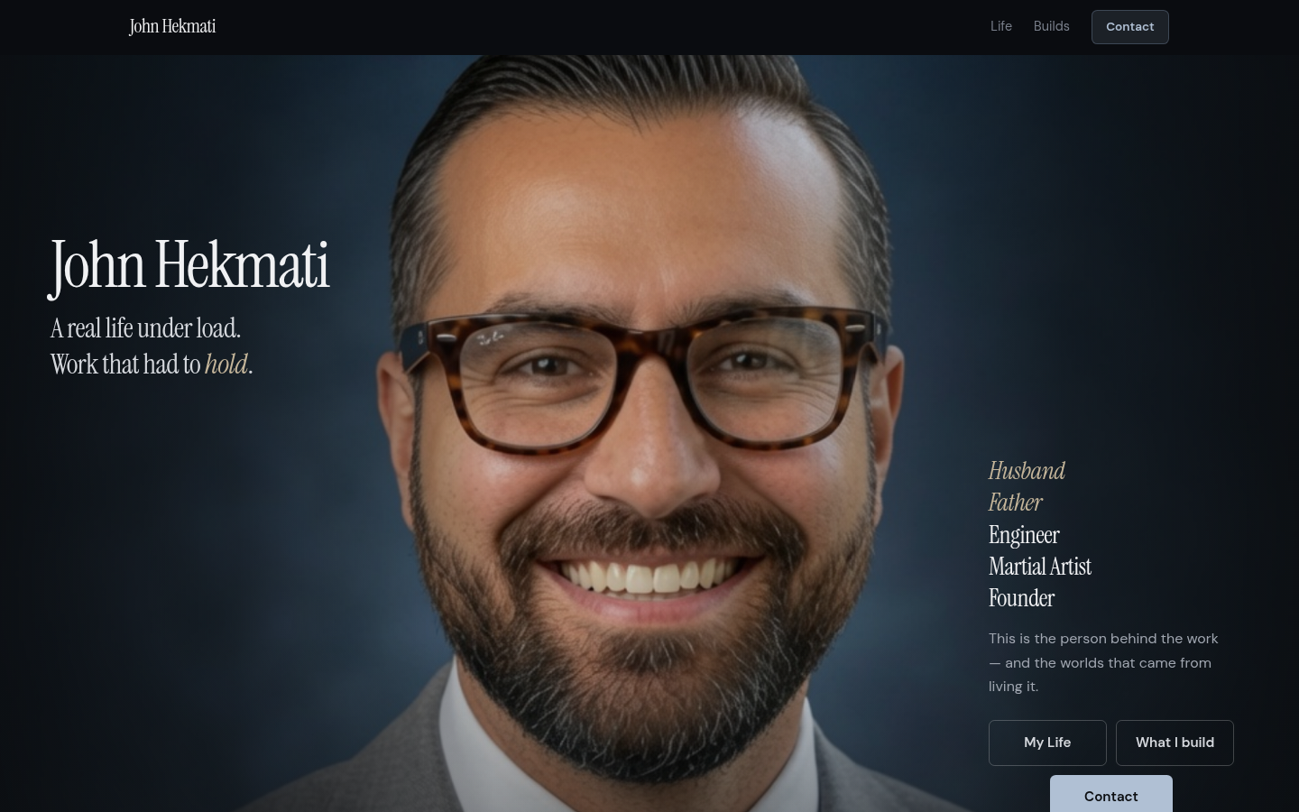 John Hekmati — desktop homepage
